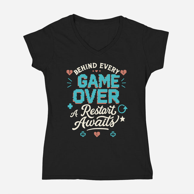 A Restart Awaits-Womens-V-Neck-Tee-Loobs