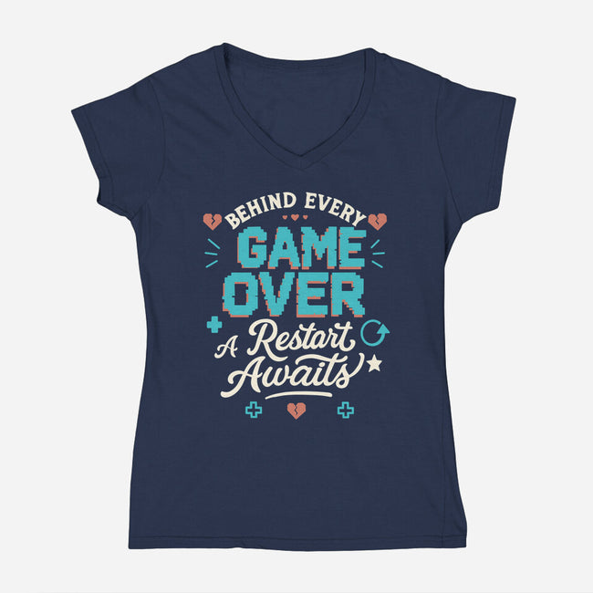 A Restart Awaits-Womens-V-Neck-Tee-Loobs