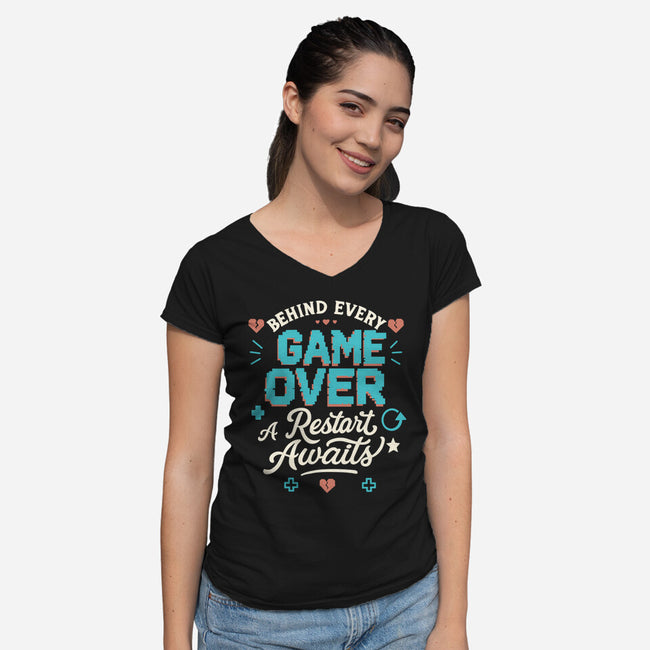A Restart Awaits-Womens-V-Neck-Tee-Loobs