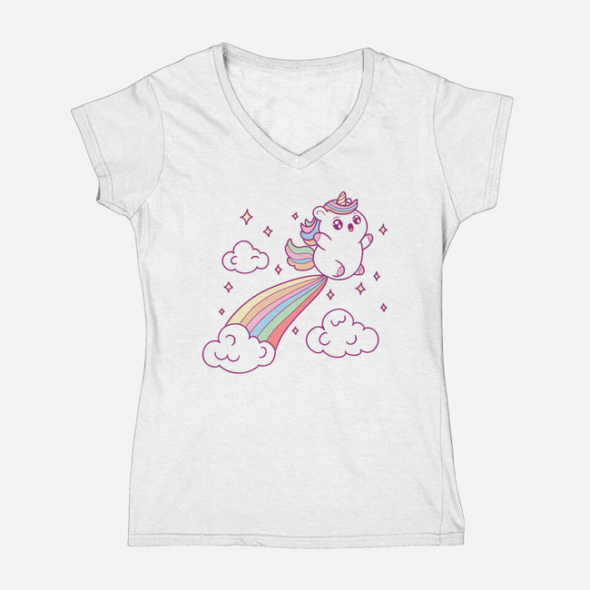 Fartcorn-Womens-V-Neck-Tee-Loobs