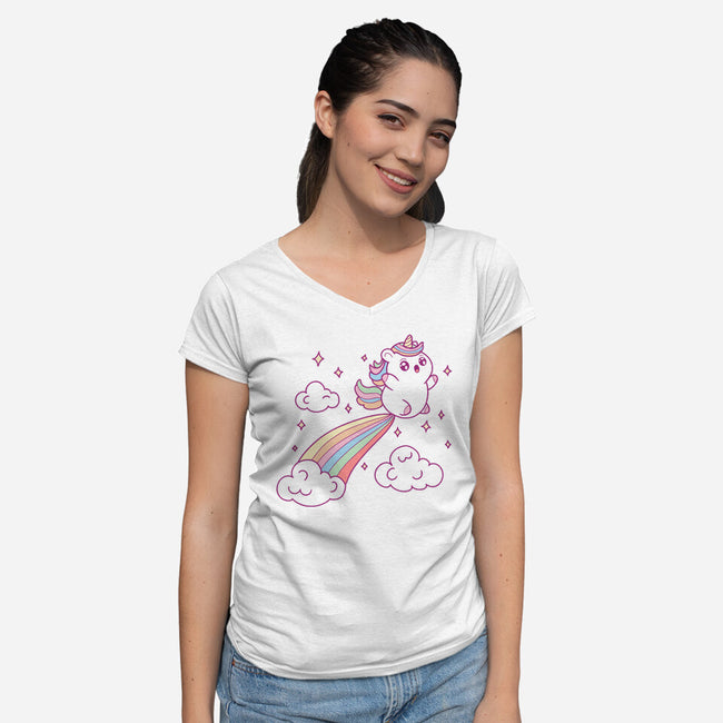 Fartcorn-Womens-V-Neck-Tee-Loobs
