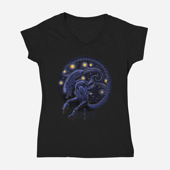 StarryMorph-Womens-V-Neck-Tee-Astrobot Invention