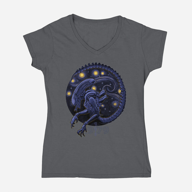 StarryMorph-Womens-V-Neck-Tee-Astrobot Invention