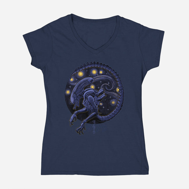 StarryMorph-Womens-V-Neck-Tee-Astrobot Invention