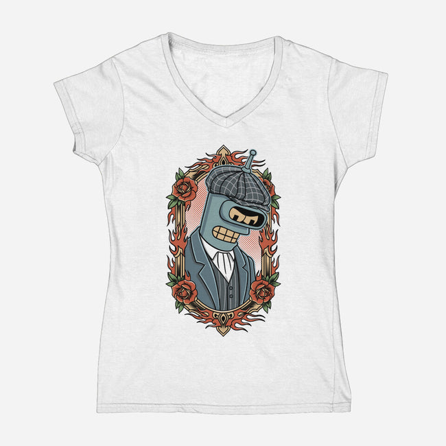 Peaky Bender-Womens-V-Neck-Tee-P1yu5h