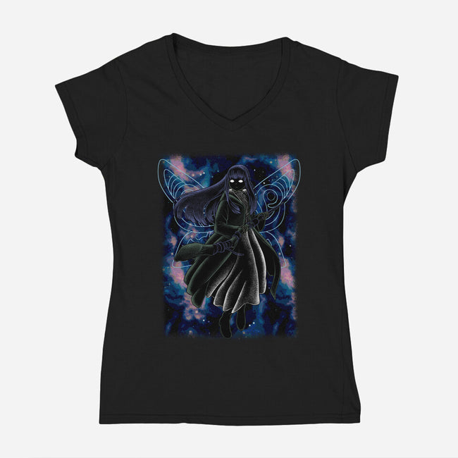 Fern Shadow Nebula-Womens-V-Neck-Tee-Astrobot Invention