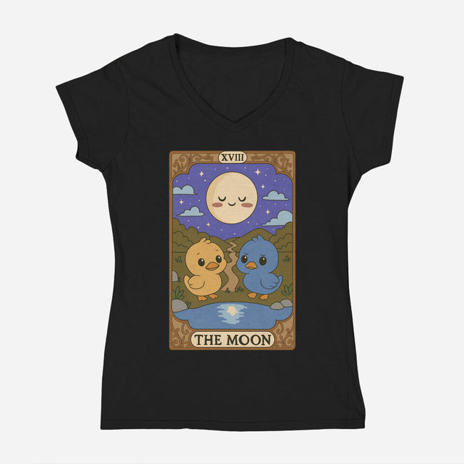 Duck Tarot The Moon-Womens-V-Neck-Tee-Loobs