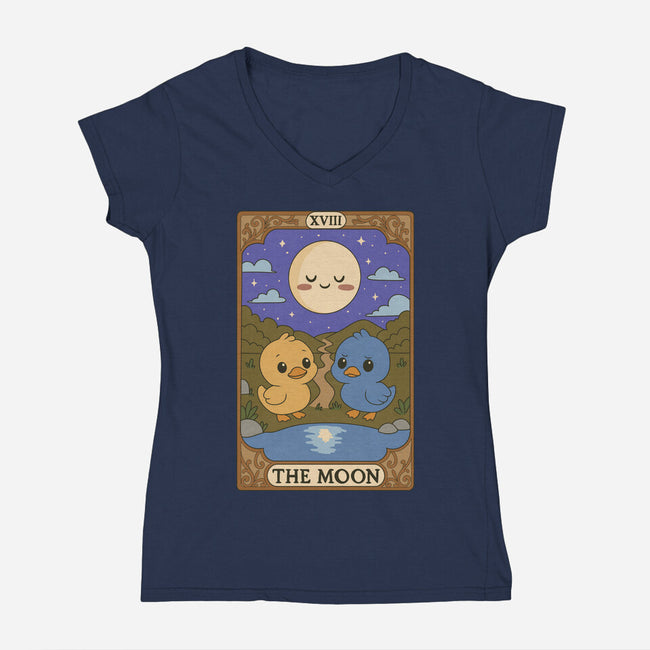 Duck Tarot The Moon-Womens-V-Neck-Tee-Loobs