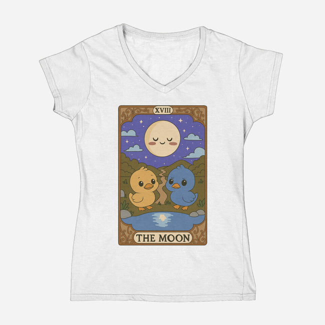 Duck Tarot The Moon-Womens-V-Neck-Tee-Loobs