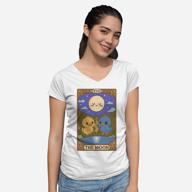 Duck Tarot The Moon-Womens-V-Neck-Tee-Loobs