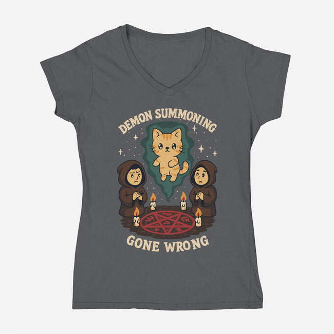Demon Summoning Gone Wrong-Womens-V-Neck-Tee-Loobs