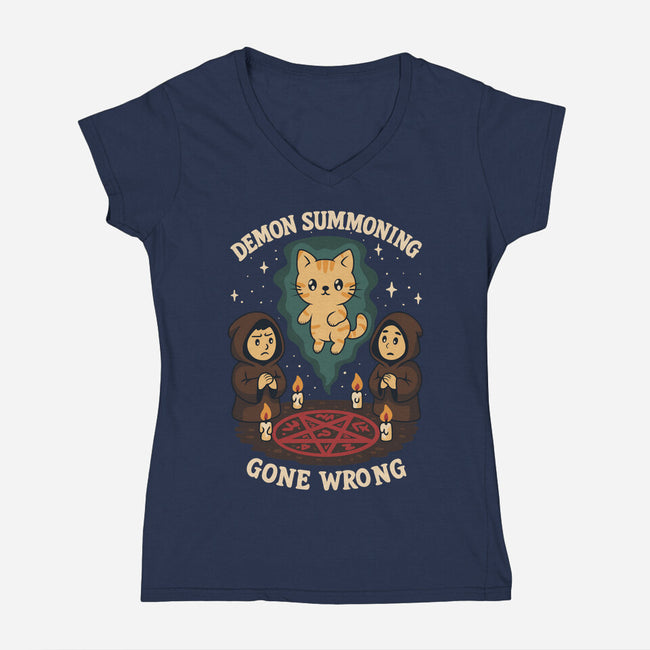 Demon Summoning Gone Wrong-Womens-V-Neck-Tee-Loobs