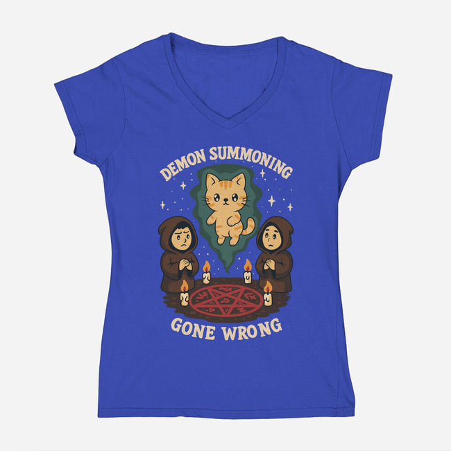 Demon Summoning Gone Wrong-Womens-V-Neck-Tee-Loobs