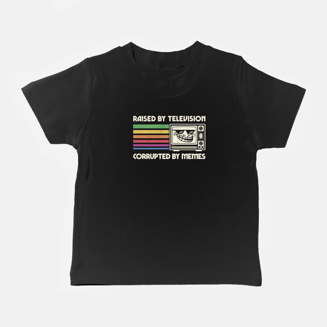 Raised By TV Corrupted By Memes-Baby-Basic-Tee-sachpica