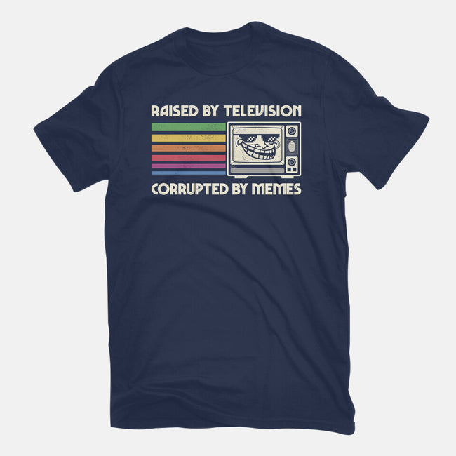 Raised By TV Corrupted By Memes-Womens-Fitted-Tee-sachpica