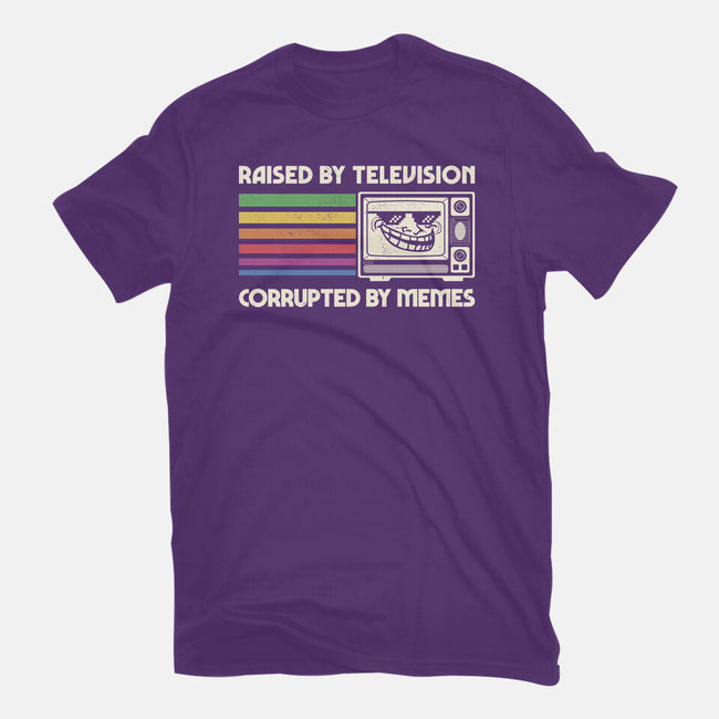 Raised By TV Corrupted By Memes-Womens-Fitted-Tee-sachpica