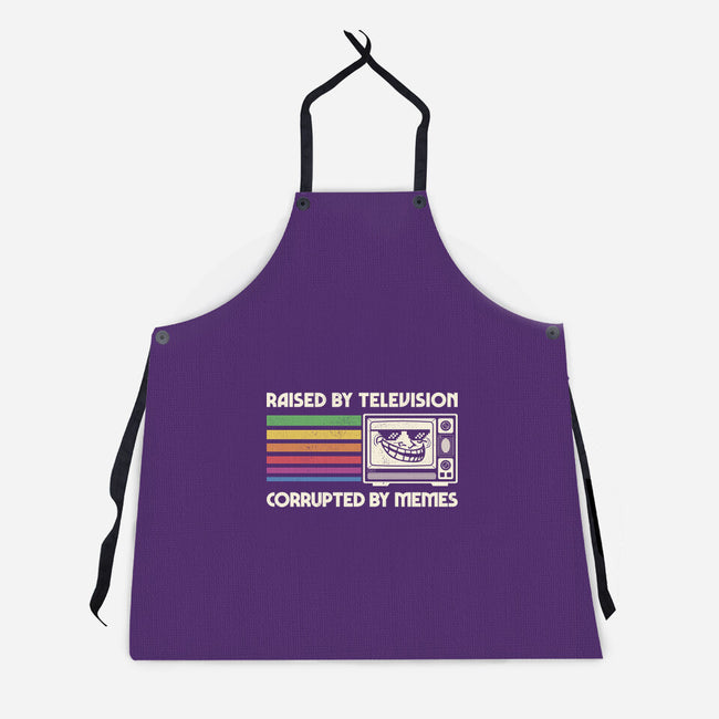 Raised By TV Corrupted By Memes-Unisex-Kitchen-Apron-sachpica