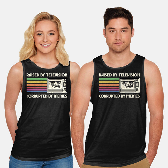 Raised By TV Corrupted By Memes-Unisex-Basic-Tank-sachpica