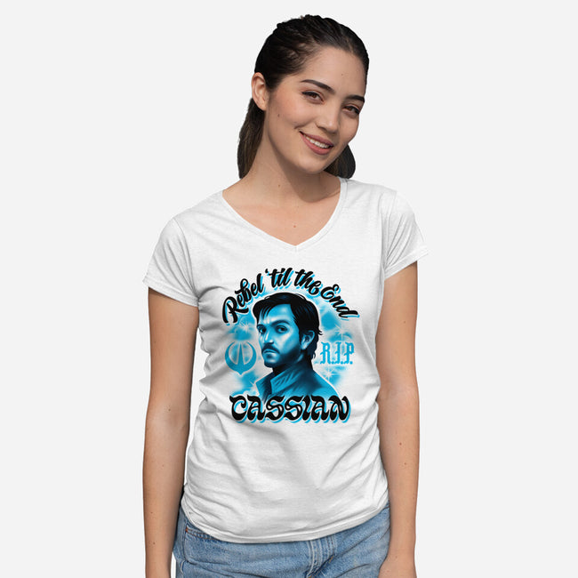 Rebel Til The End-Womens-V-Neck-Tee-Wheels