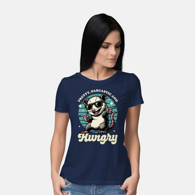 Sarcastic Hungry Possum-Womens-Basic-Tee-Studio Mootant