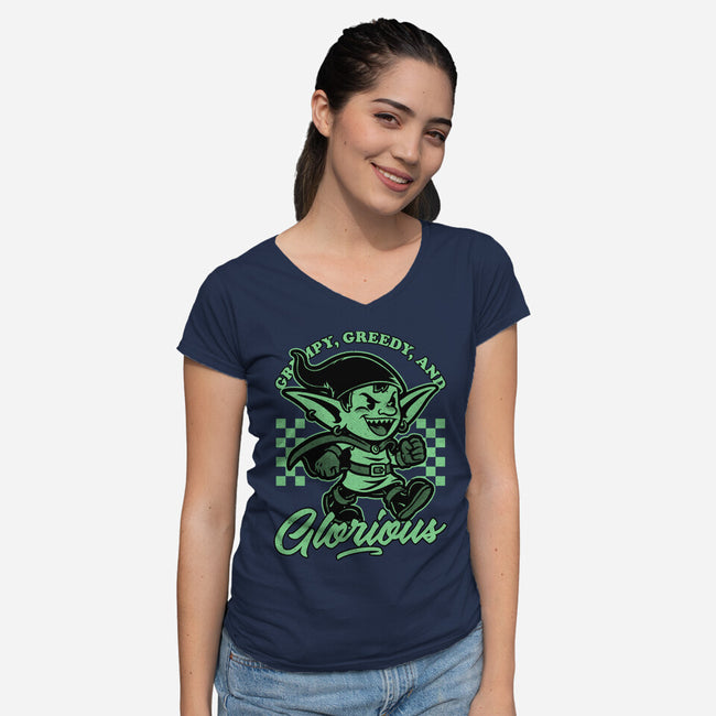 Goblin Dungeon Mascot-Womens-V-Neck-Tee-Studio Mootant