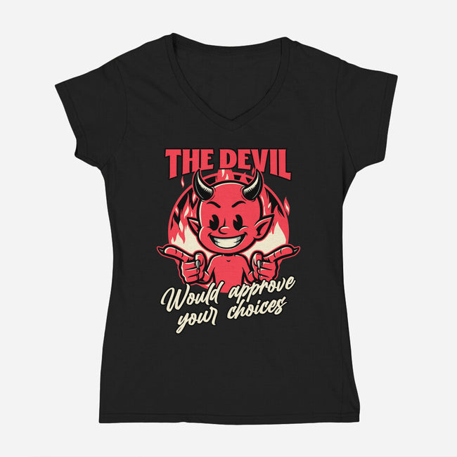 Devil Approves You-Womens-V-Neck-Tee-Studio Mootant