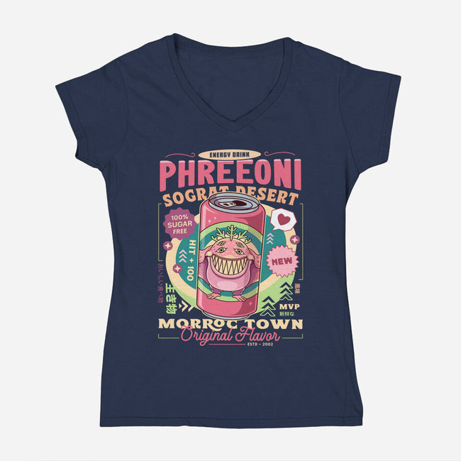 Phreeoni Energy Drink-Womens-V-Neck-Tee-LAGELANTEE