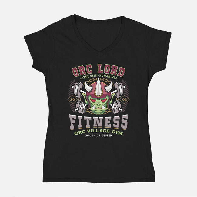 Geffen Orc Village Fitness-Womens-V-Neck-Tee-LAGELANTEE
