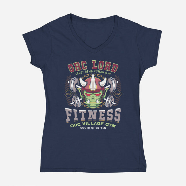 Geffen Orc Village Fitness-Womens-V-Neck-Tee-LAGELANTEE