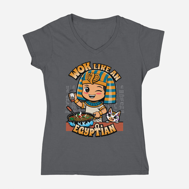 Wok Like An Egyptian-Womens-V-Neck-Tee-Boggs Nicolas