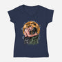 Kiss For The Planet Of The Apes-Womens-V-Neck-Tee-zascanauta