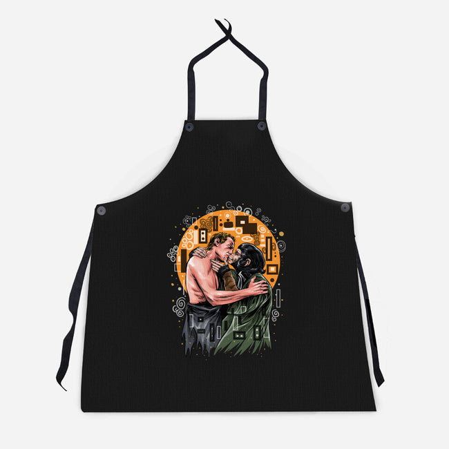 Kiss For The Planet Of The Apes-Unisex-Kitchen-Apron-zascanauta