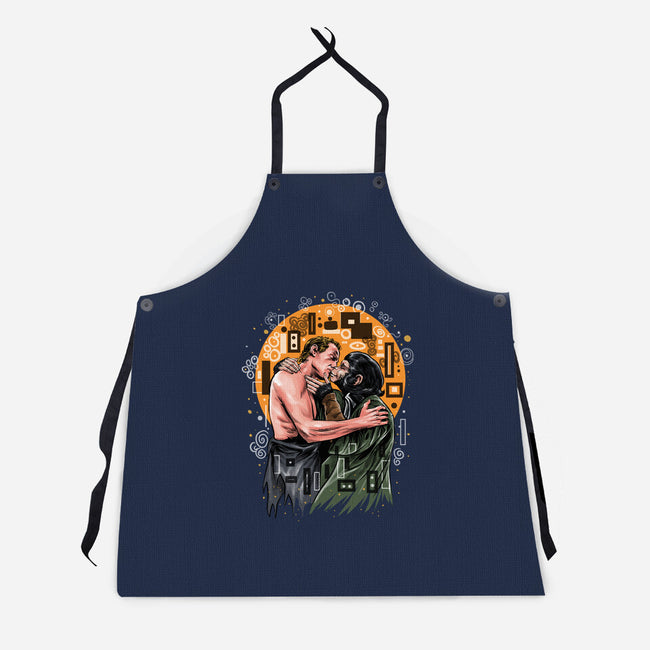 Kiss For The Planet Of The Apes-Unisex-Kitchen-Apron-zascanauta