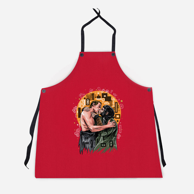 Kiss For The Planet Of The Apes-Unisex-Kitchen-Apron-zascanauta