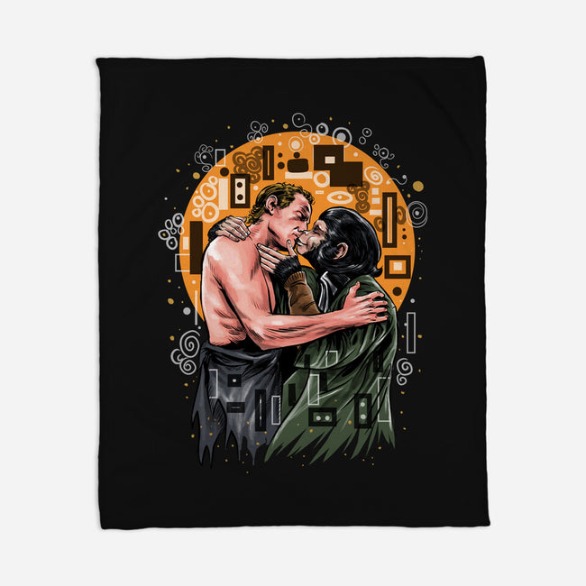 Kiss For The Planet Of The Apes-None-Fleece-Blanket-zascanauta