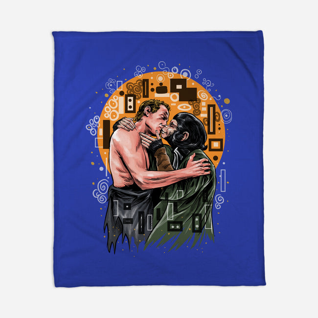 Kiss For The Planet Of The Apes-None-Fleece-Blanket-zascanauta