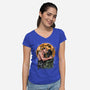 Kiss For The Planet Of The Apes-Womens-V-Neck-Tee-zascanauta