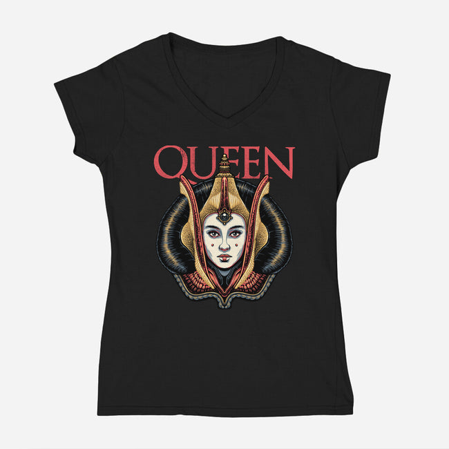 The Galactic Queen-Womens-V-Neck-Tee-glitchygorilla