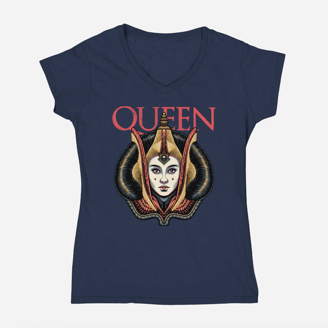 The Galactic Queen-Womens-V-Neck-Tee-glitchygorilla