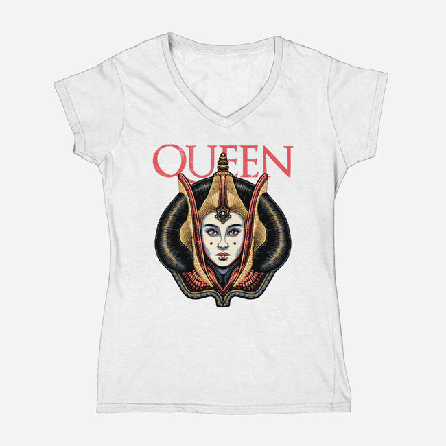 The Galactic Queen-Womens-V-Neck-Tee-glitchygorilla