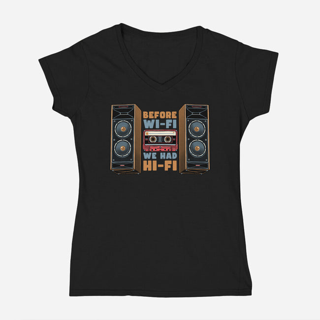 Before WiFi-Womens-V-Neck-Tee-glitchygorilla