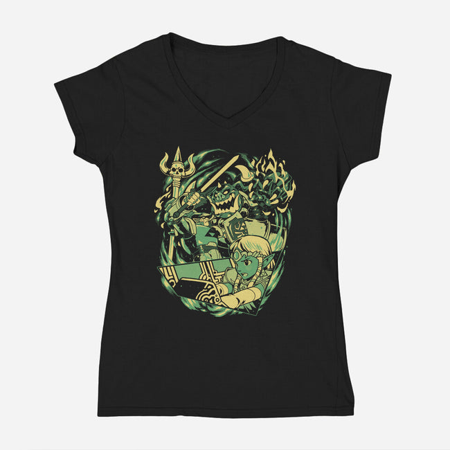 Giant Time Hero-Womens-V-Neck-Tee-Estudio Horta