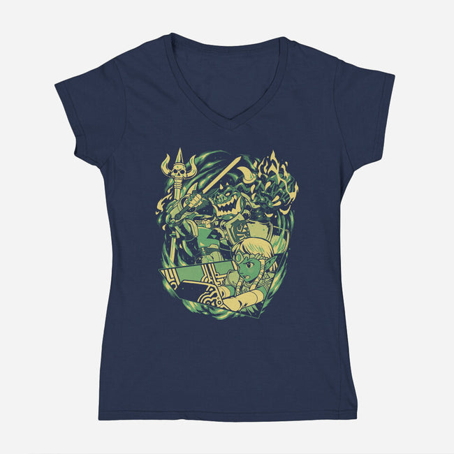 Giant Time Hero-Womens-V-Neck-Tee-Estudio Horta