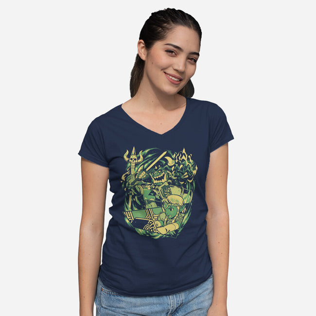 Giant Time Hero-Womens-V-Neck-Tee-Estudio Horta