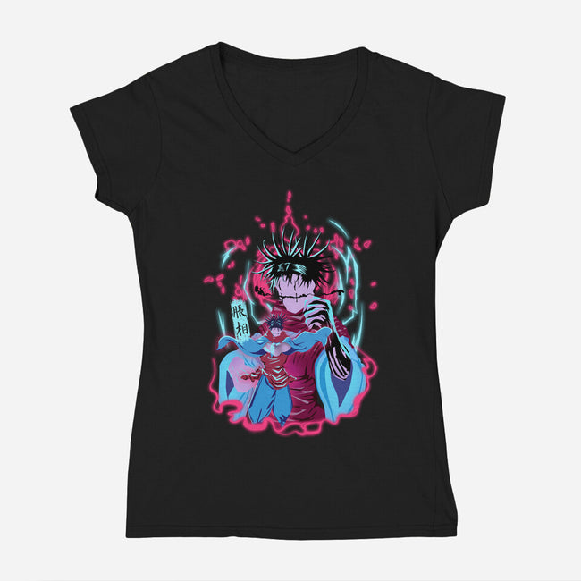 Choso-Womens-V-Neck-Tee-Afire