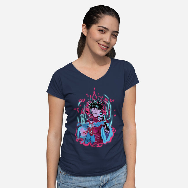 Choso-Womens-V-Neck-Tee-Afire