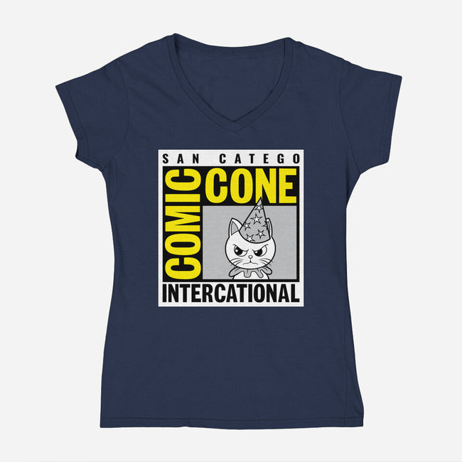 Comic Cone-Womens-V-Neck-Tee-imisko
