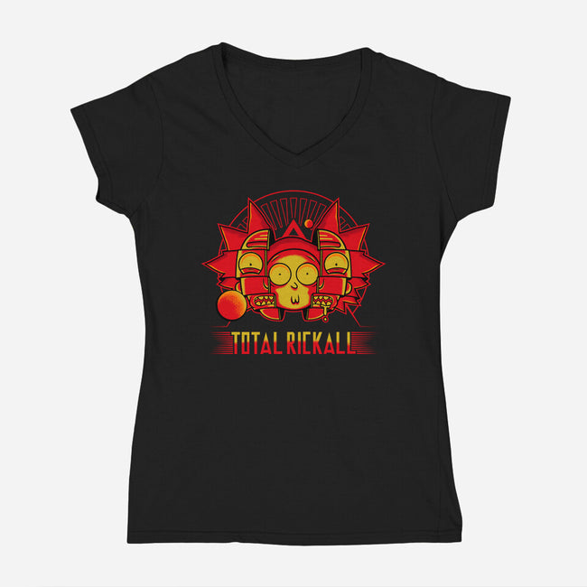 Total Rickall-Womens-V-Neck-Tee-demonigote