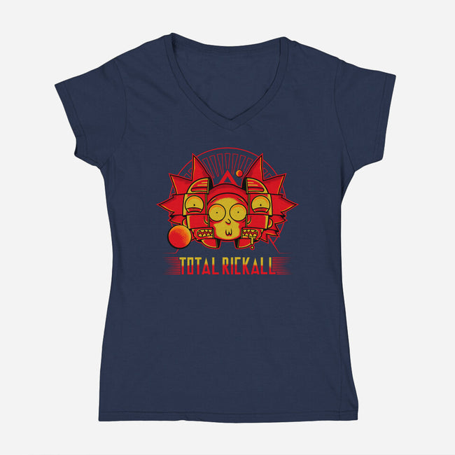 Total Rickall-Womens-V-Neck-Tee-demonigote