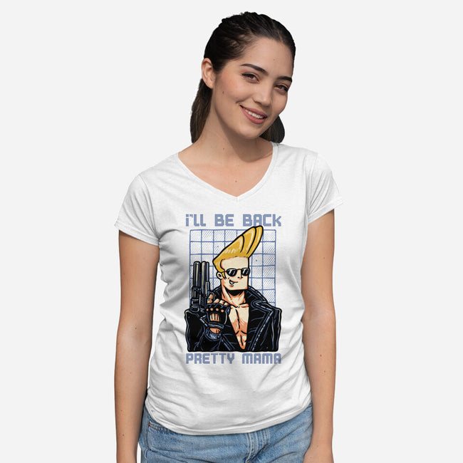 I’ll Be Back Pretty Mama-Womens-V-Neck-Tee-glitchygorilla